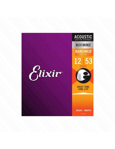 Encordado Guitarra Elixir 80/20 Bronce - Calibre 0.12