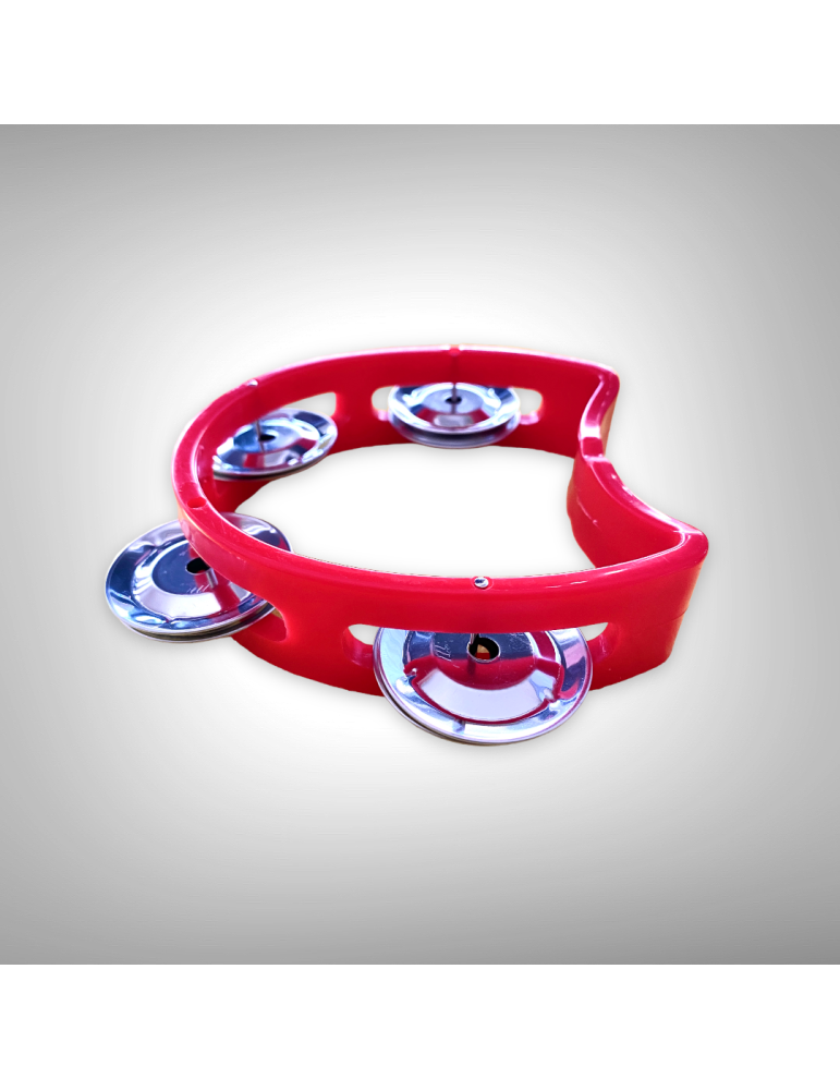 Pandero infantil rojo 10x4 cm con 8 sonajas dobles