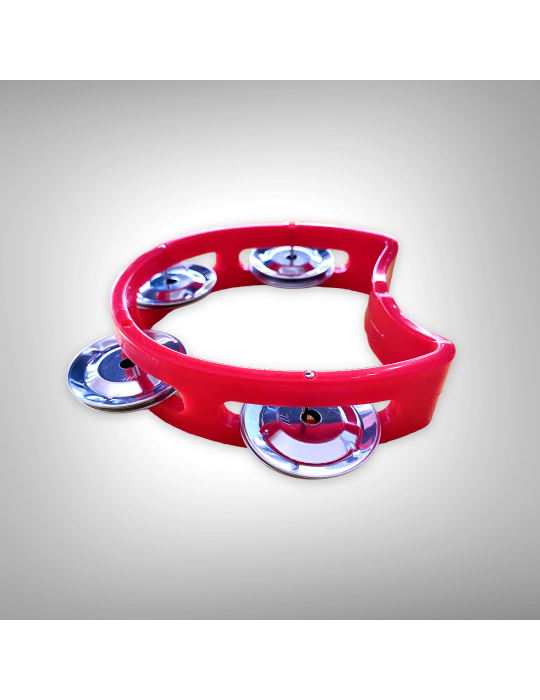 Pandero infantil rojo 10x4 cm con 8 sonajas dobles