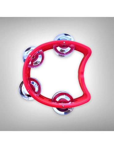 Pandero infantil rojo 10x4 cm con 8 sonajas dobles 2