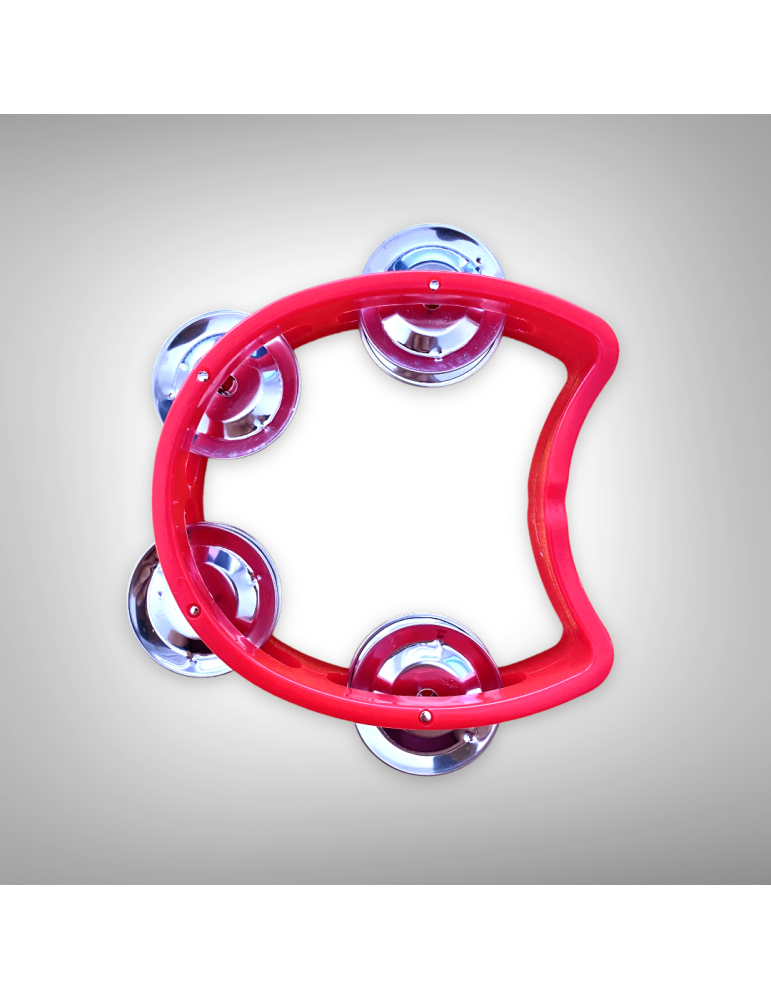 Pandero infantil rojo 10x4 cm con 8 sonajas dobles