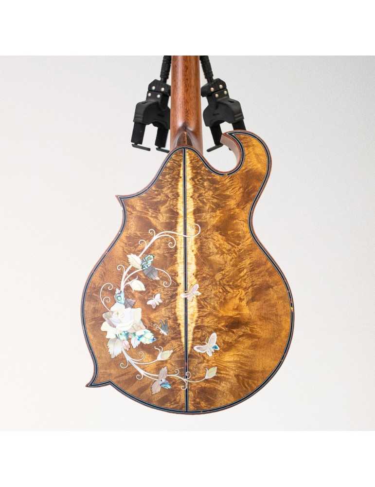 Mandolina Luthart F4 con diseño floral de nácar