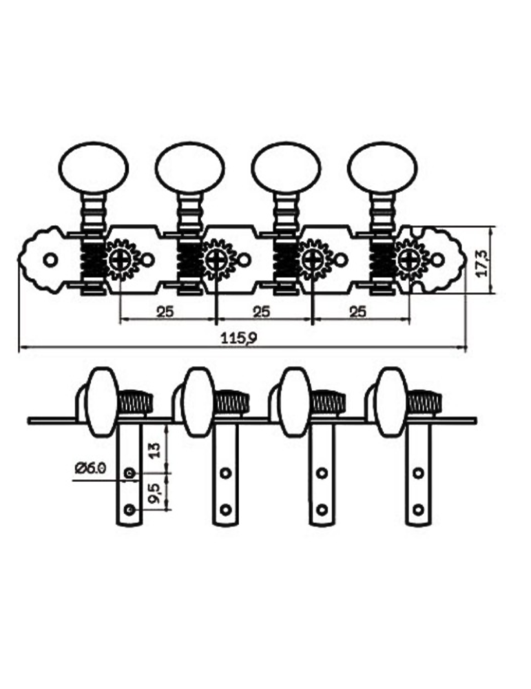 Set completo de clavijeros 8 cuerdas para afinación precisa