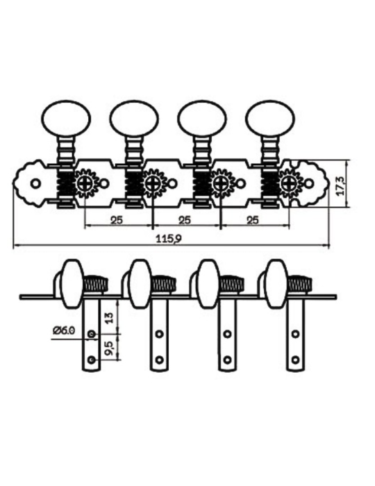 Set completo de clavijeros 8 cuerdas para afinación precisa