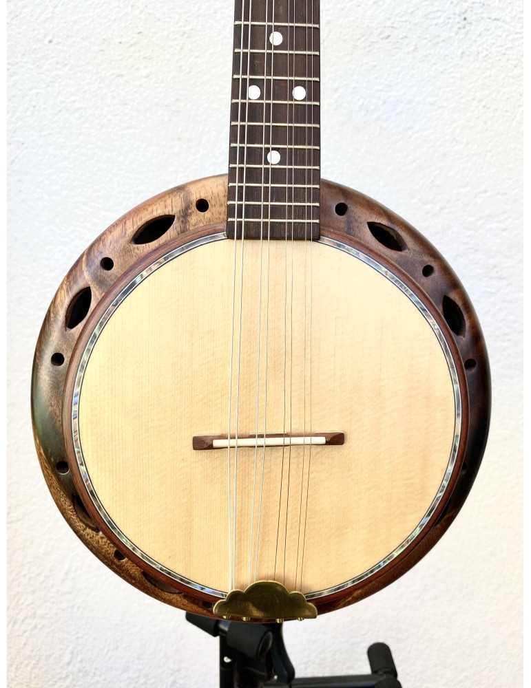 Banjo Luthart con diseño de plato de madera