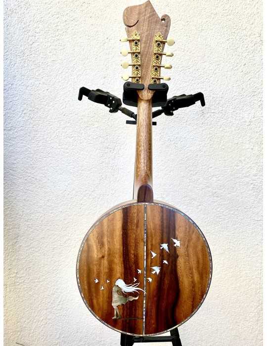 Banjo Luthart con diseño de plato de madera