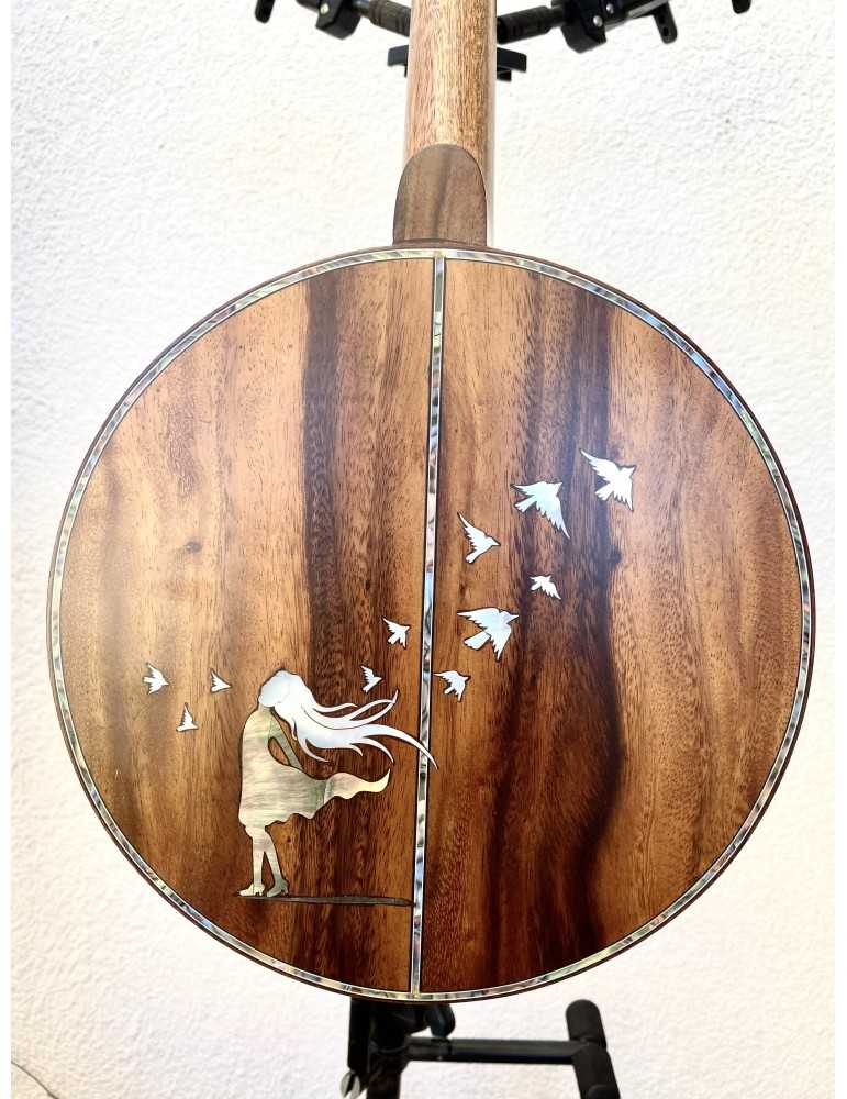 Banjo Luthart con diseño de plato de madera
